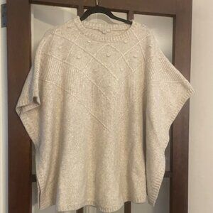 LOFT Cream Poncho Sweater